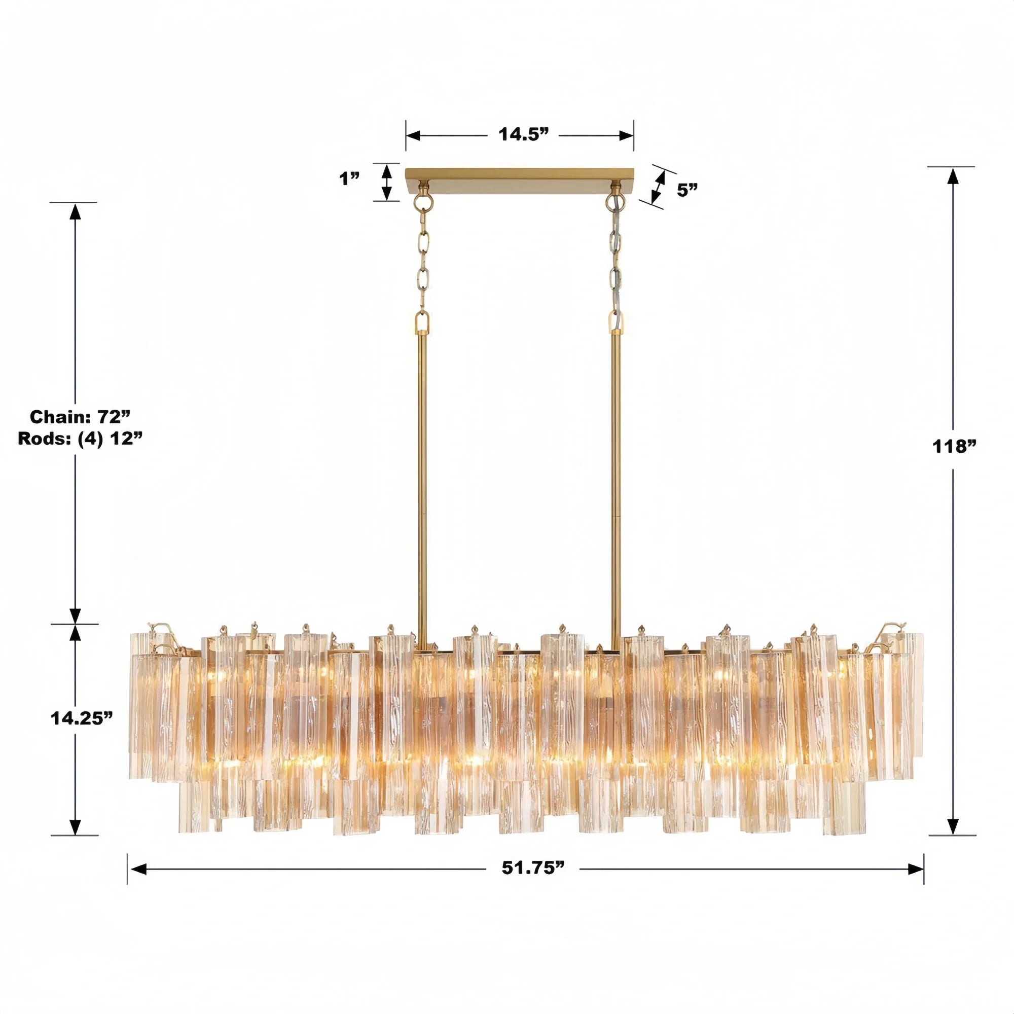 Addis 51'' Modern Linear Chandelier for Dining Room-