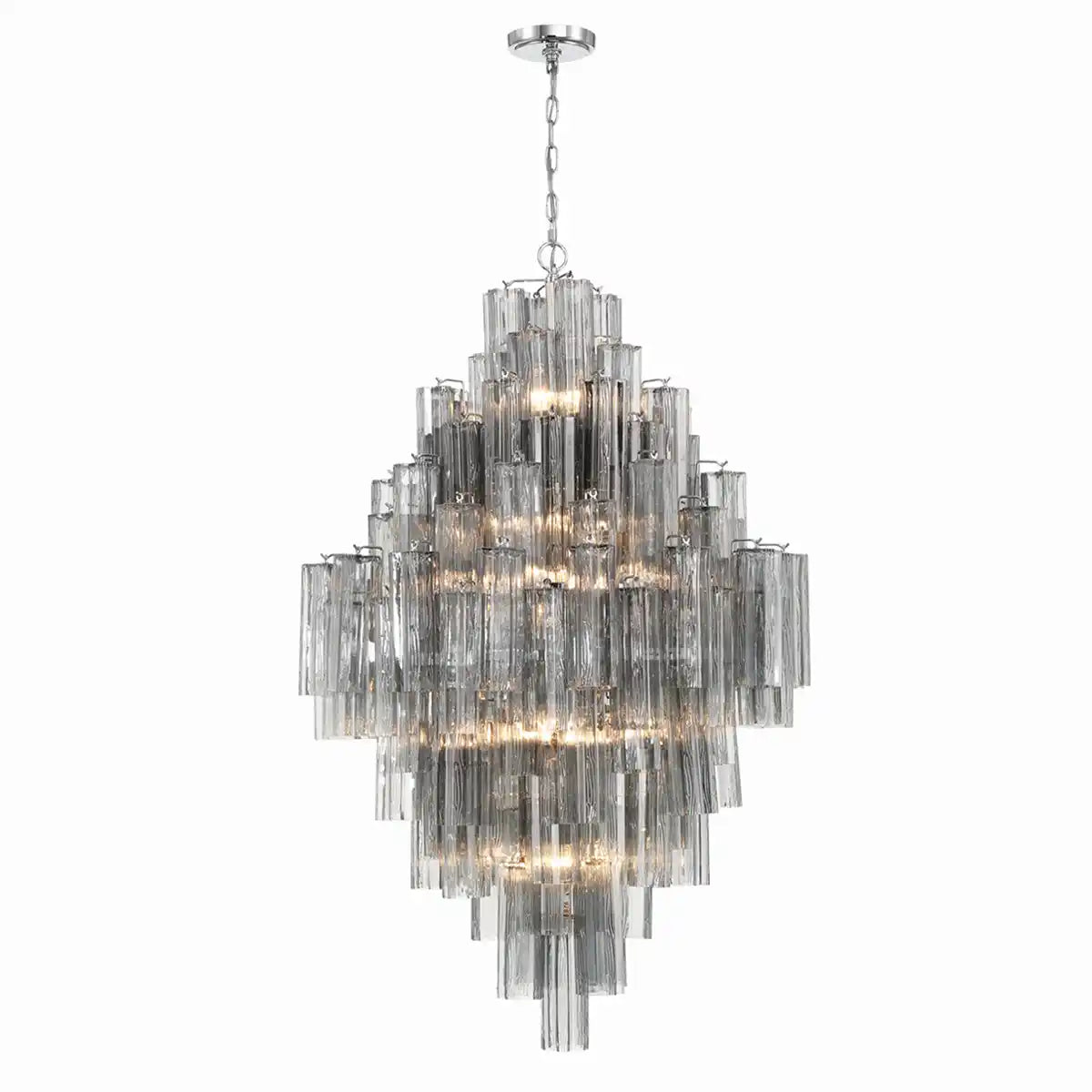 Addis Diamond Chandelier 49''H-Brass-Smoke-Blushlighting
