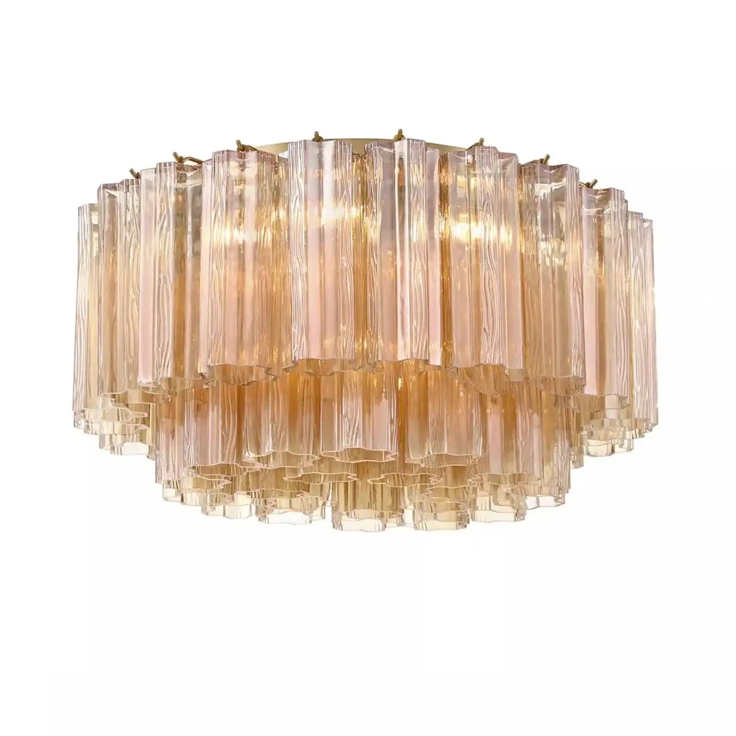 Addis Flushmount 22"/32"-22"-7 Lights-Brass-Amber-Blushlighting