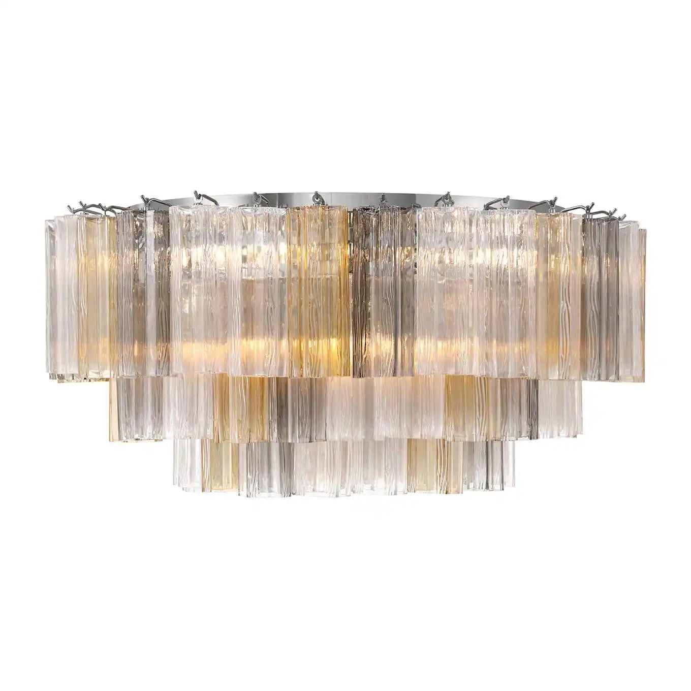 Addis Flushmount 22"/32"-32"-16 Lights-Polished Chrome-Amber-Blushlighting