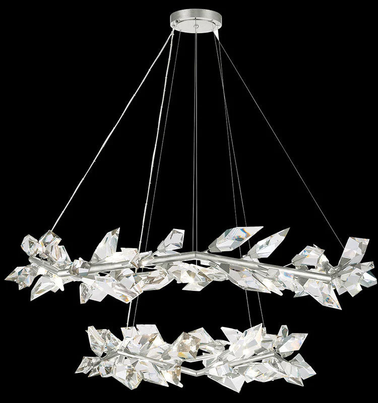 Addison 55" Round Crystal Chandelier-Silver Leaf-Blushlighting