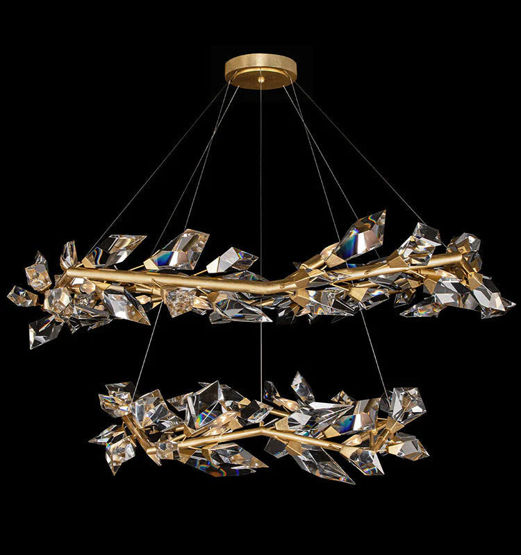 Addison 55" Round Crystal Chandelier-Gold Leaf-Blushlighting