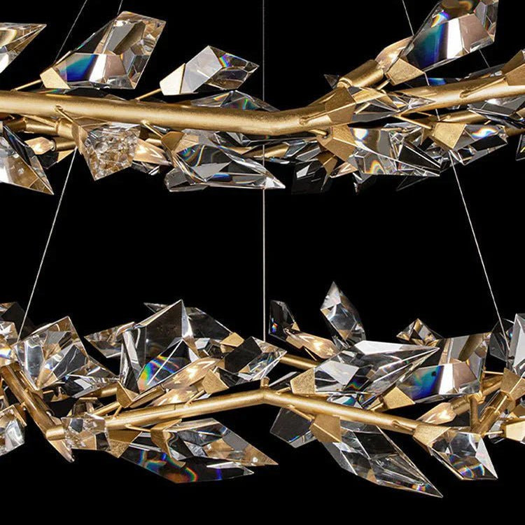 Addison 55" Round Crystal Chandelier - Silver LeafBlushlighting