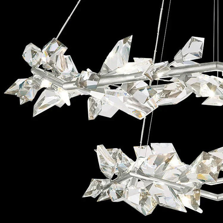 Addison 55" Round Crystal Chandelier - Silver LeafBlushlighting
