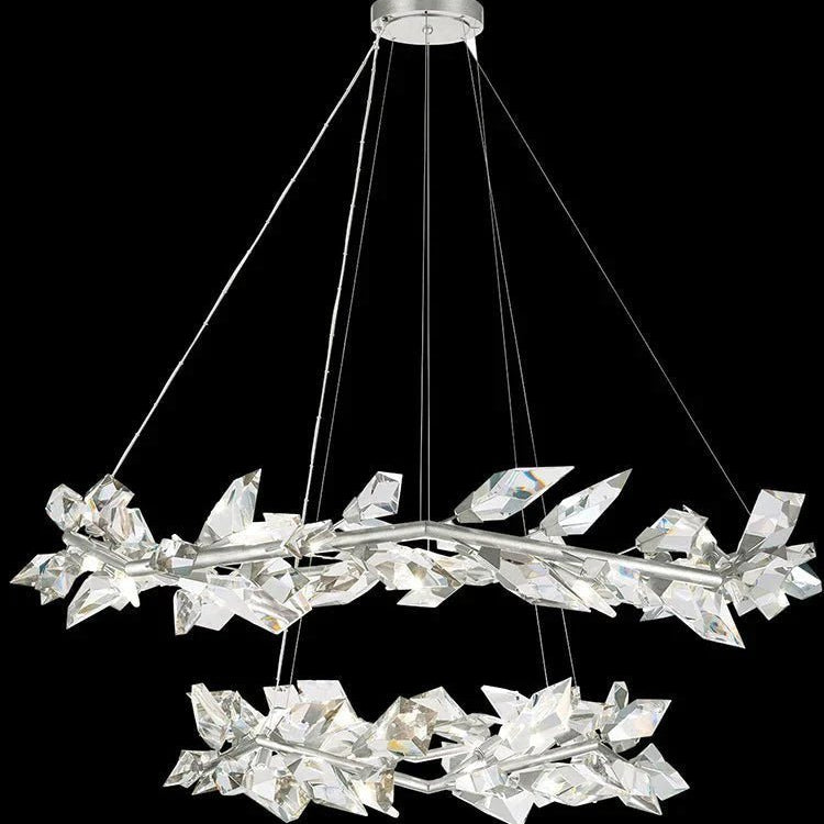 Addison 55" Round Crystal Chandelier - Silver LeafBlushlighting