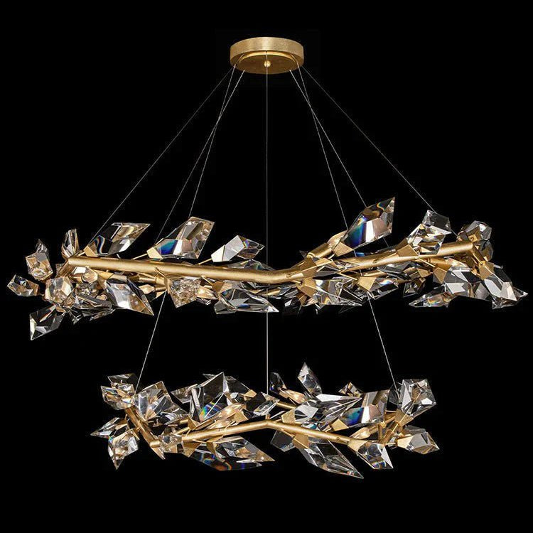 Addison 55" Round Crystal Chandelier - Gold LeafBlushlighting