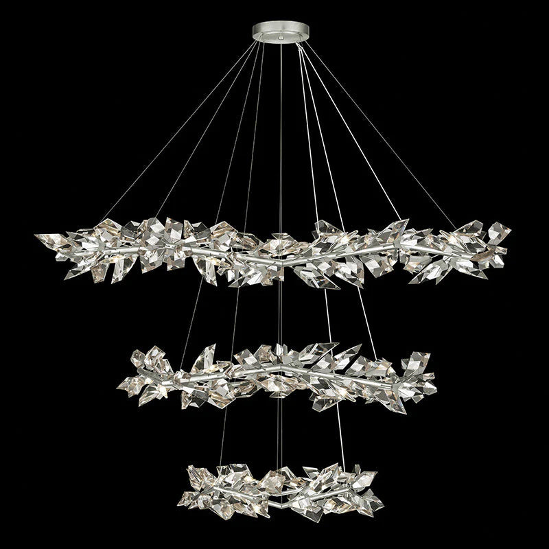 Addison 71" Crystal Chandelier-Silver Leaf-Blushlighting