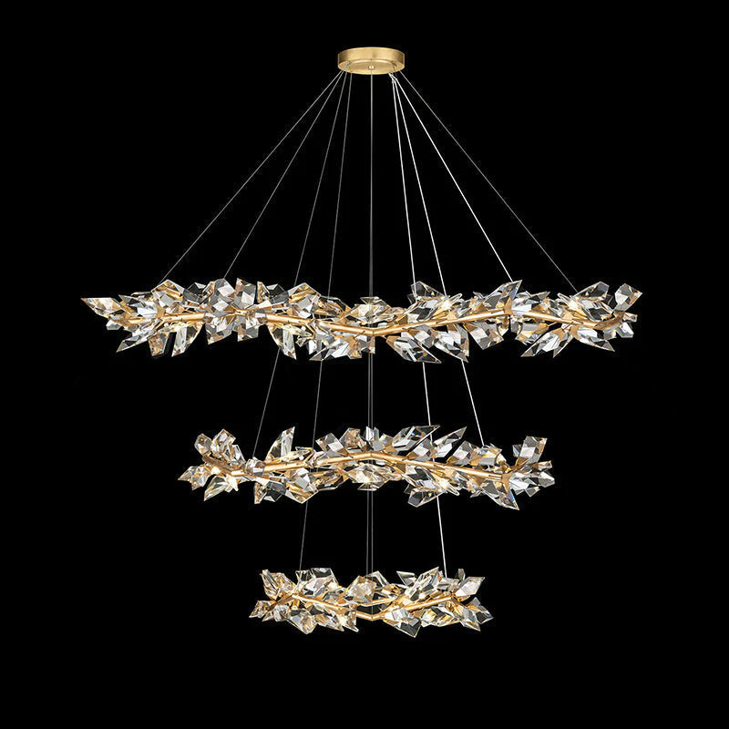 Addison 71" Crystal Chandelier-Gold Leaf-Blushlighting