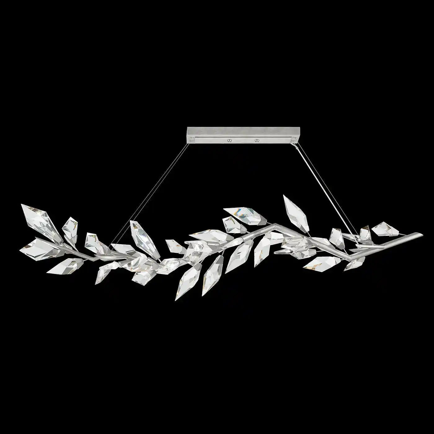 Addison 72" Linear Crystal chandelier-Silver Leaf-Blushlighting