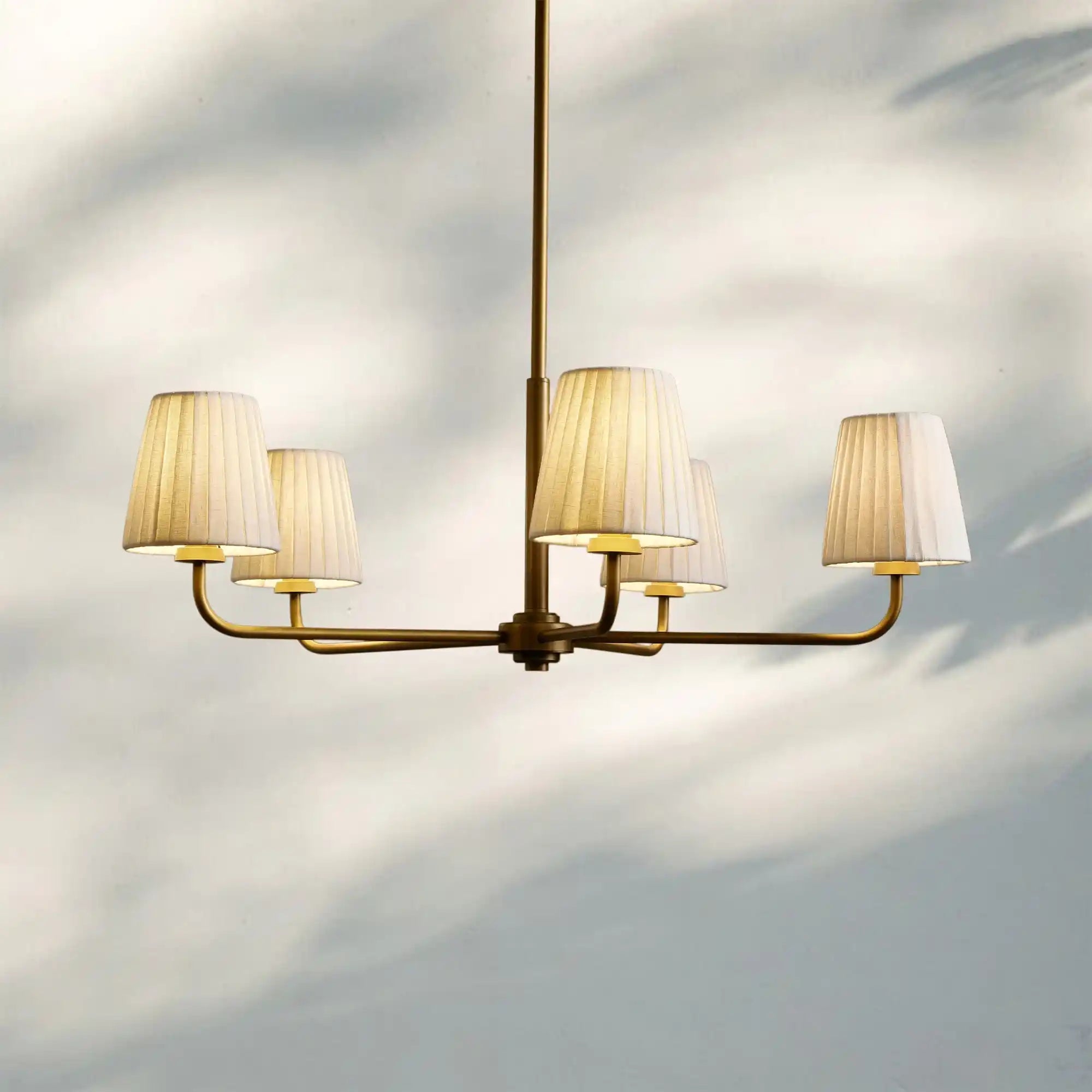 Adria Round Chandelier-Blushlighting-Pleated White-Blushlighting