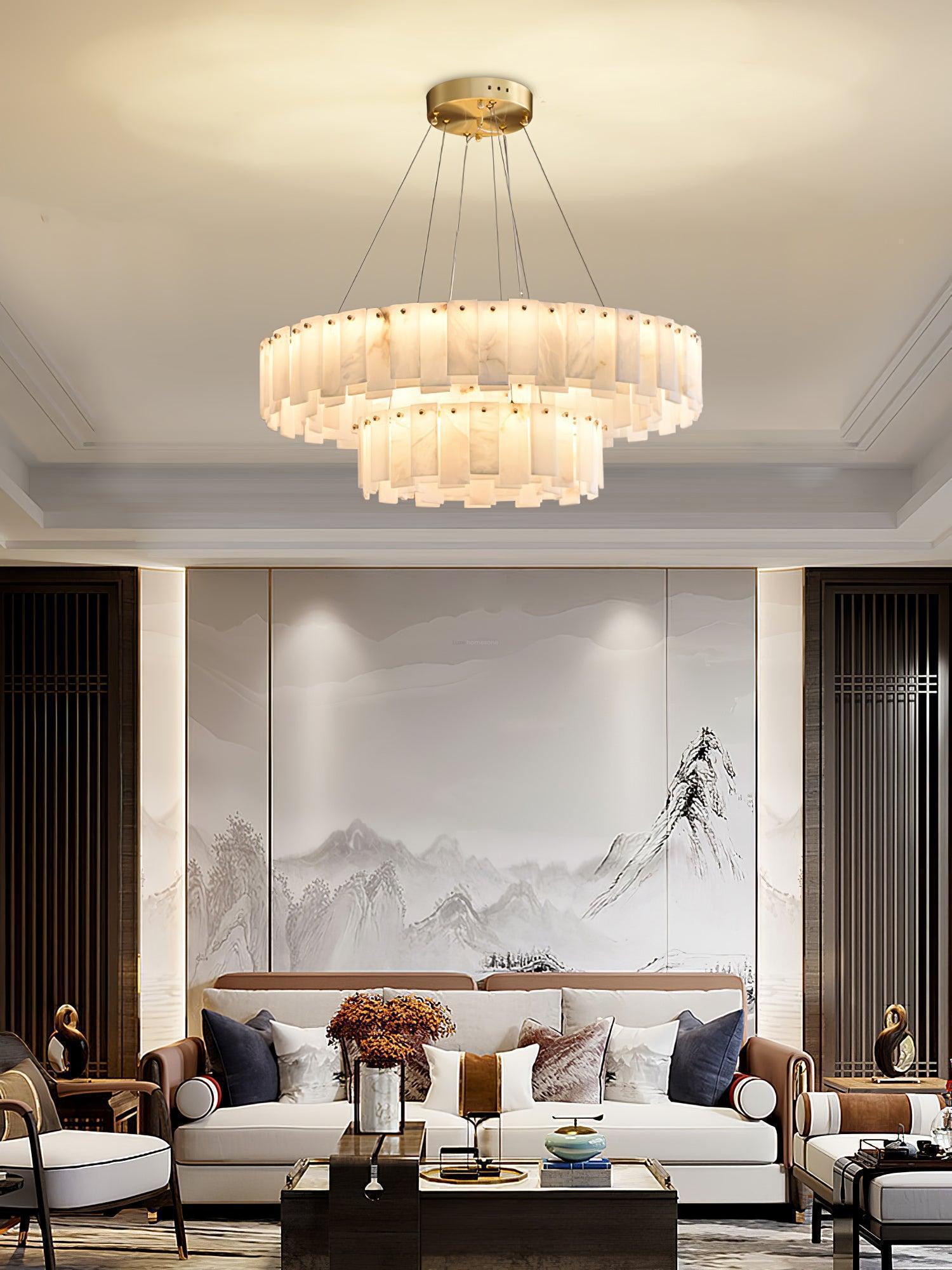 Halos Alabaster Round/Square Chandelier