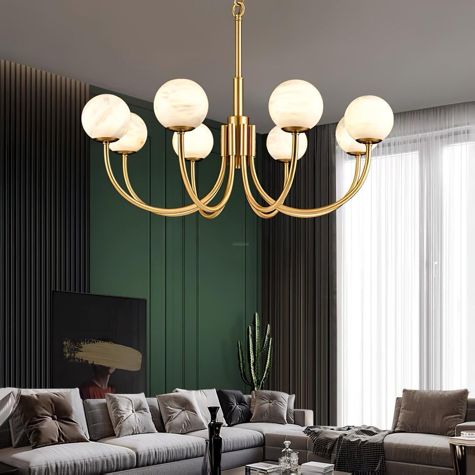 Aurelian Alabaster Globe Chandelier with 6/8/10/12 heads-Blushlighting