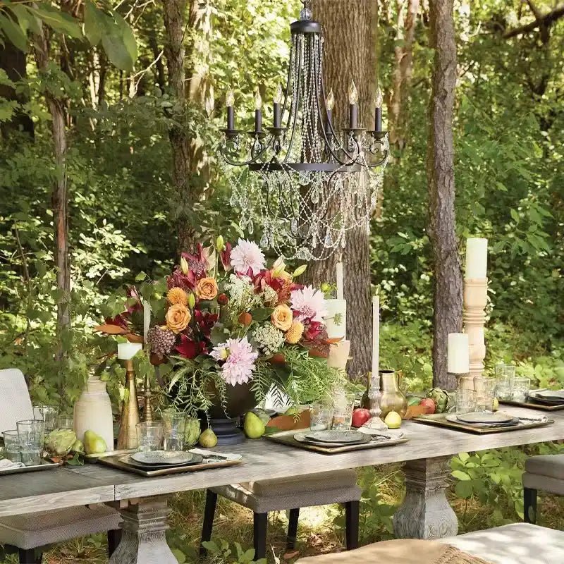 Affordable French Vintage Iron Crystal Pendant Candle Chandelier for Living Room / Restaurant / Cafe / Hotel lobby - Blushlighting