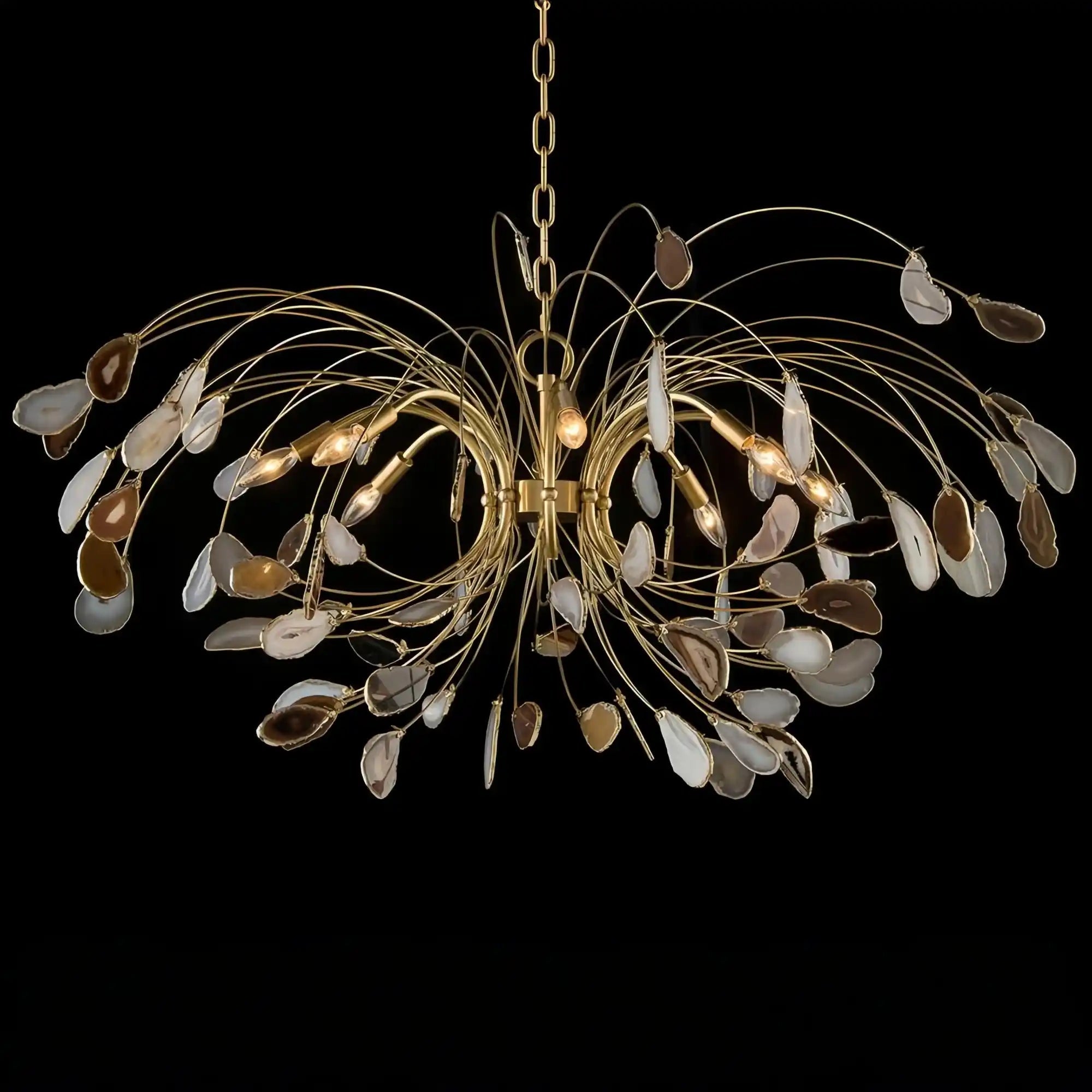 Agate and Brass Eight-Light Chandelier - Blushlighting