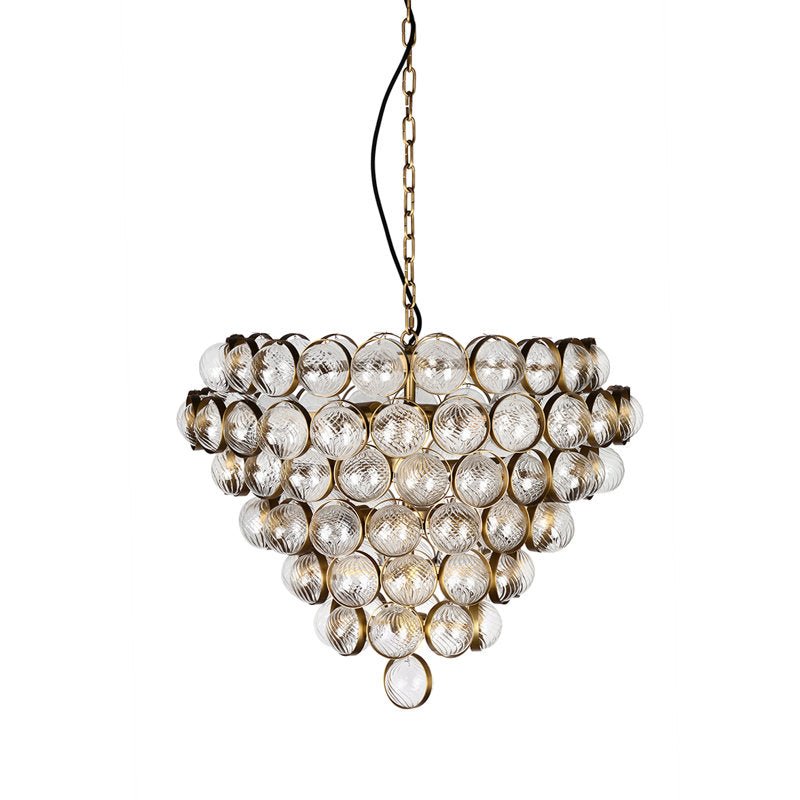 Aged Brass and Textured Glass Bouquet Style Large Chandelier - Blushlighting