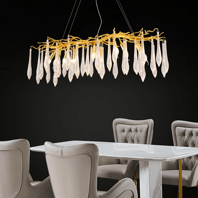 Agnes Aluminum Branch Crystal Chandelier For Dining Room - 39.37" LBlushlighting