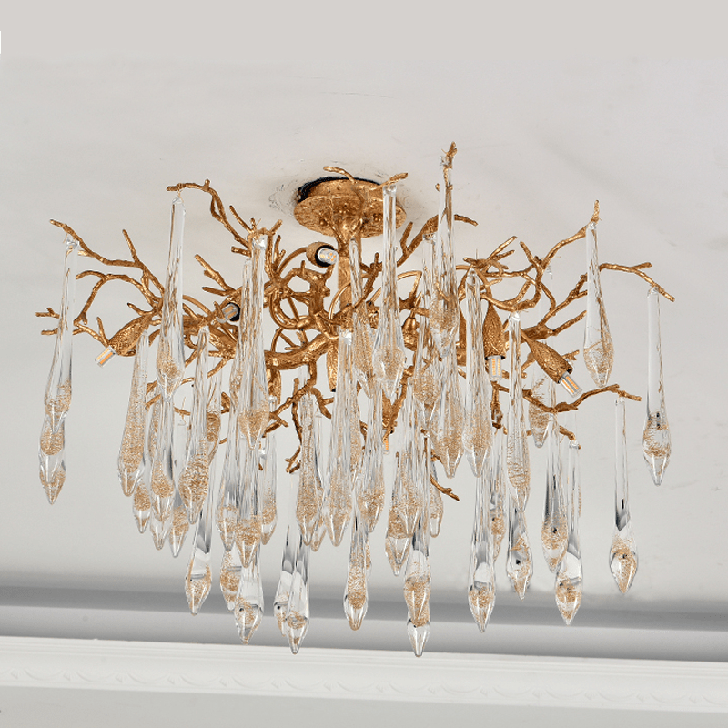 Agnes Brass Branch Crystal Ceiling Light - 31.5" LBlushlighting
