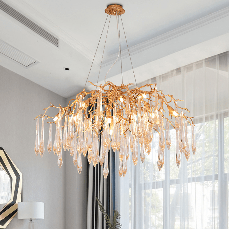 Agnes Brass Branch Crystal Chandelier - 41.34" LBlushlighting