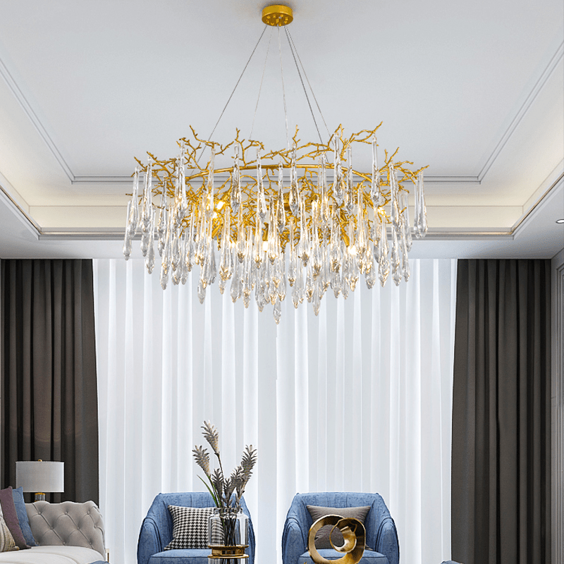 Agnes Round Branch Crystal Chandelier - 23.62" diamBlushlighting