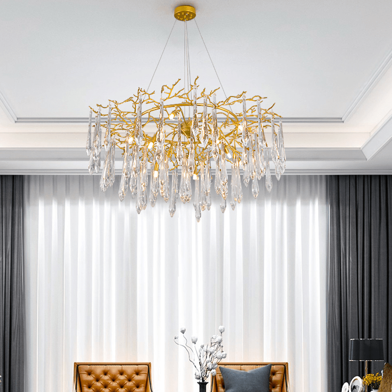 Agnes Round Branch Crystal Chandelier - 23.62" diamBlushlighting