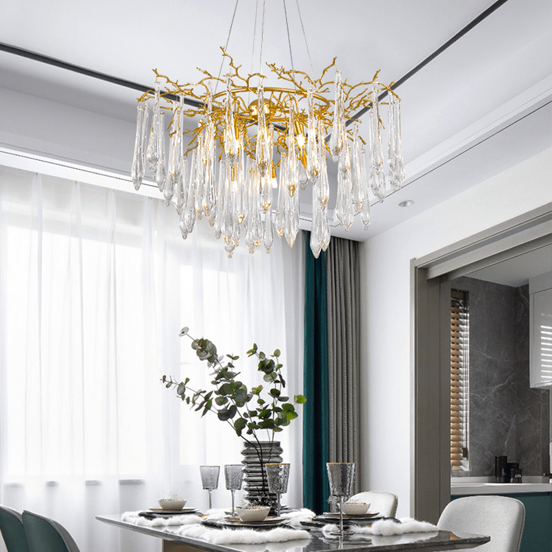 Agnes Round Branch Crystal Chandelier - 23.62" diamBlushlighting