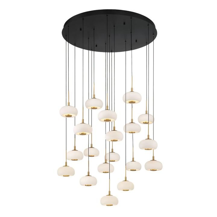 Alabaster 19 Lights Round LED Chandelier - Matte BlackBlushlighting