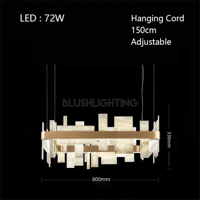 Alabaster Acropolis LED Square Chandelier - 19.7"WBlushlighting