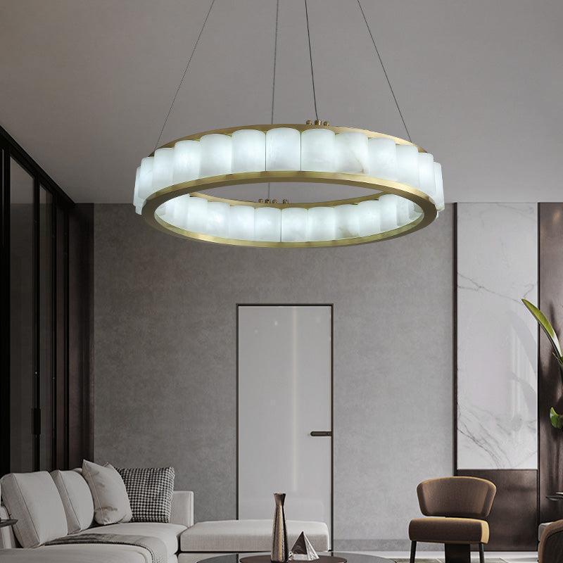 Alabaster Anne Circle Round Chandeliers - 23.6" DBlushlighting