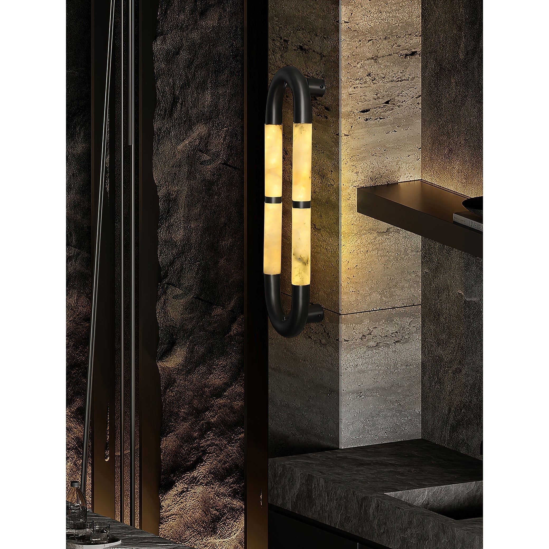 Alabaster Banded KoKo Sconce-Wall Lamp-Blushlighting-Blushlighting