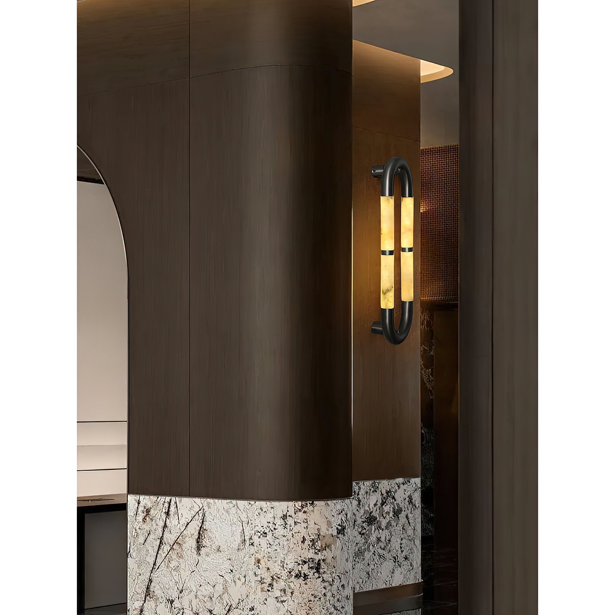 Alabaster Banded KoKo Sconce - L 15cm x H 60cm / L 5.9″ x H 23.6″Black & WhiteBlushlighting