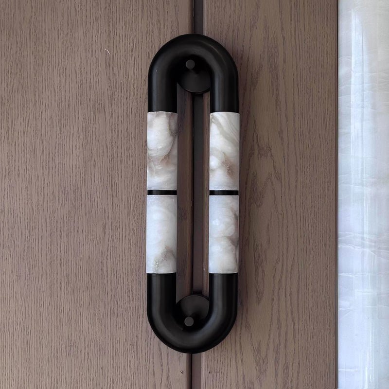 Alabaster Banded KoKo Sconce - L 15cm x W 8cm x H 54cm / L 5.9″ x W 3.1″ x H 21.3″Black & WhiteBlushlighting