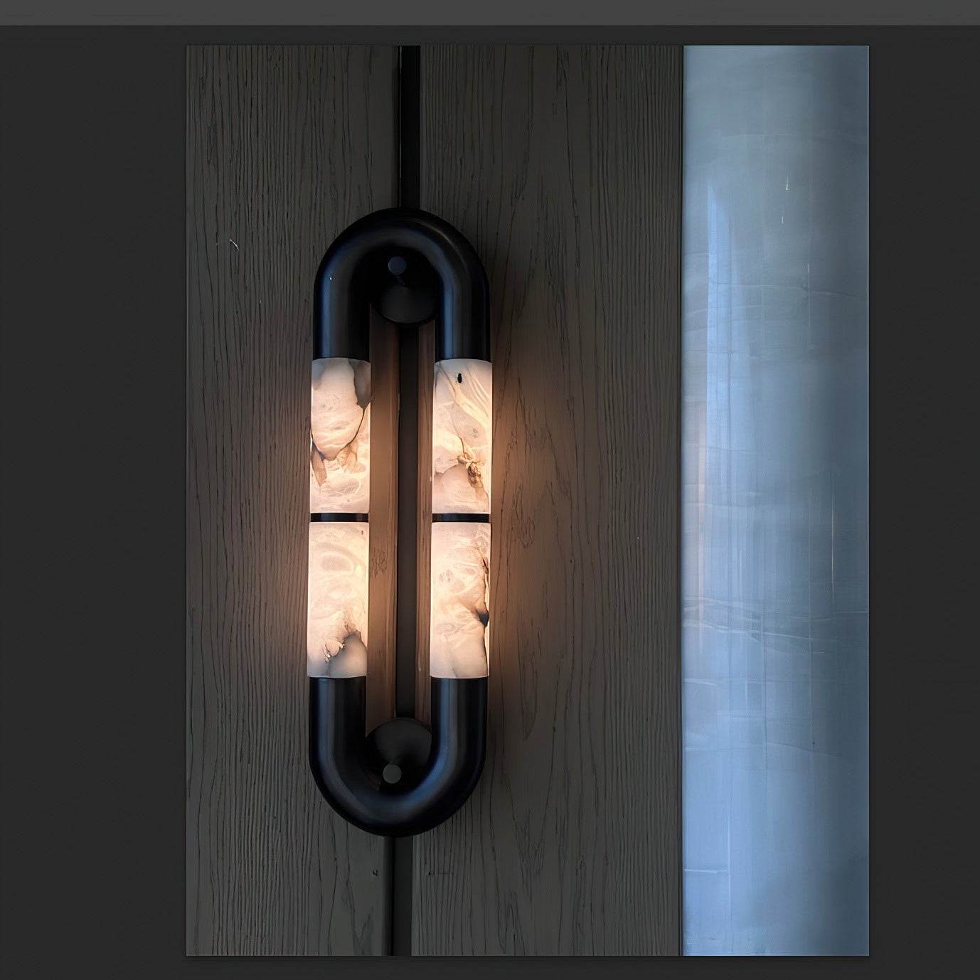 Alabaster Banded KoKo Sconce - L 15cm x W 8cm x H 54cm / L 5.9″ x W 3.1″ x H 21.3″Black & WhiteBlushlighting
