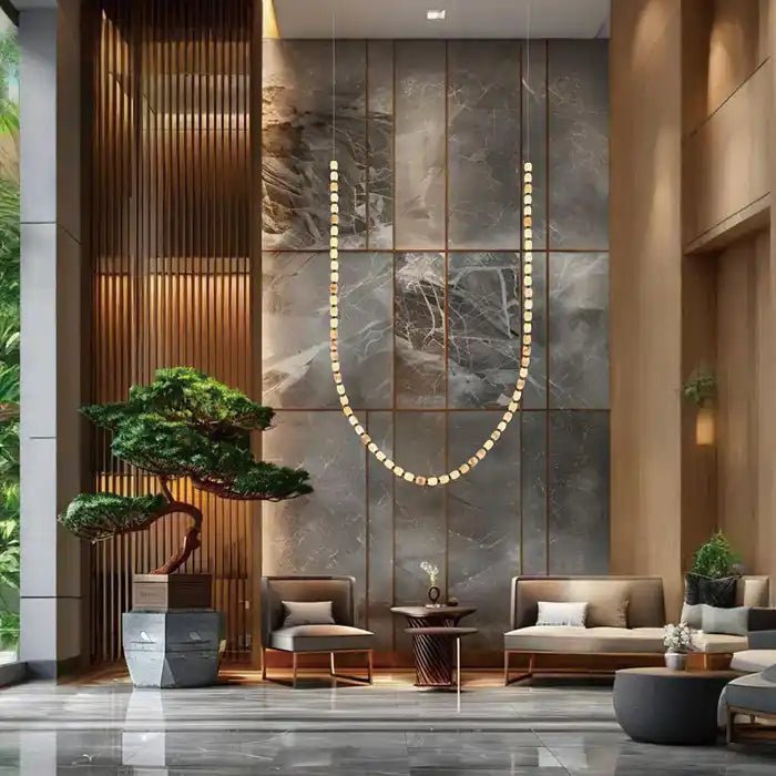 Alabaster Bead LED Pendant Light - L360 × W75 × S100 mm — 4 alabaster beadsBlushlighting
