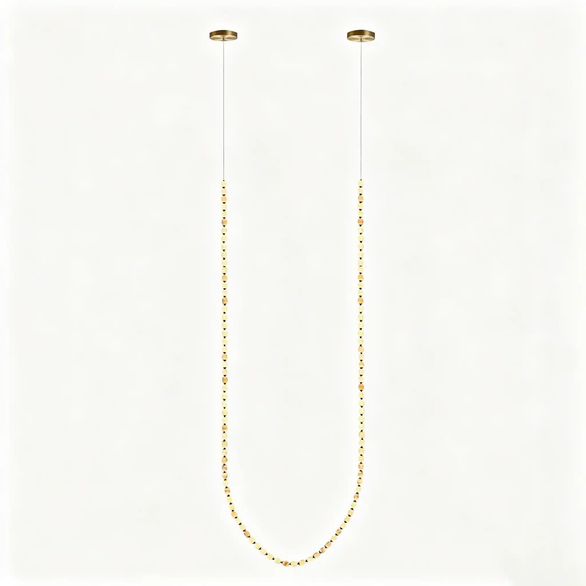 Alabaster Bead LED Pendant Light - L360 × W75 × S100 mm — 4 alabaster beadsBlushlighting