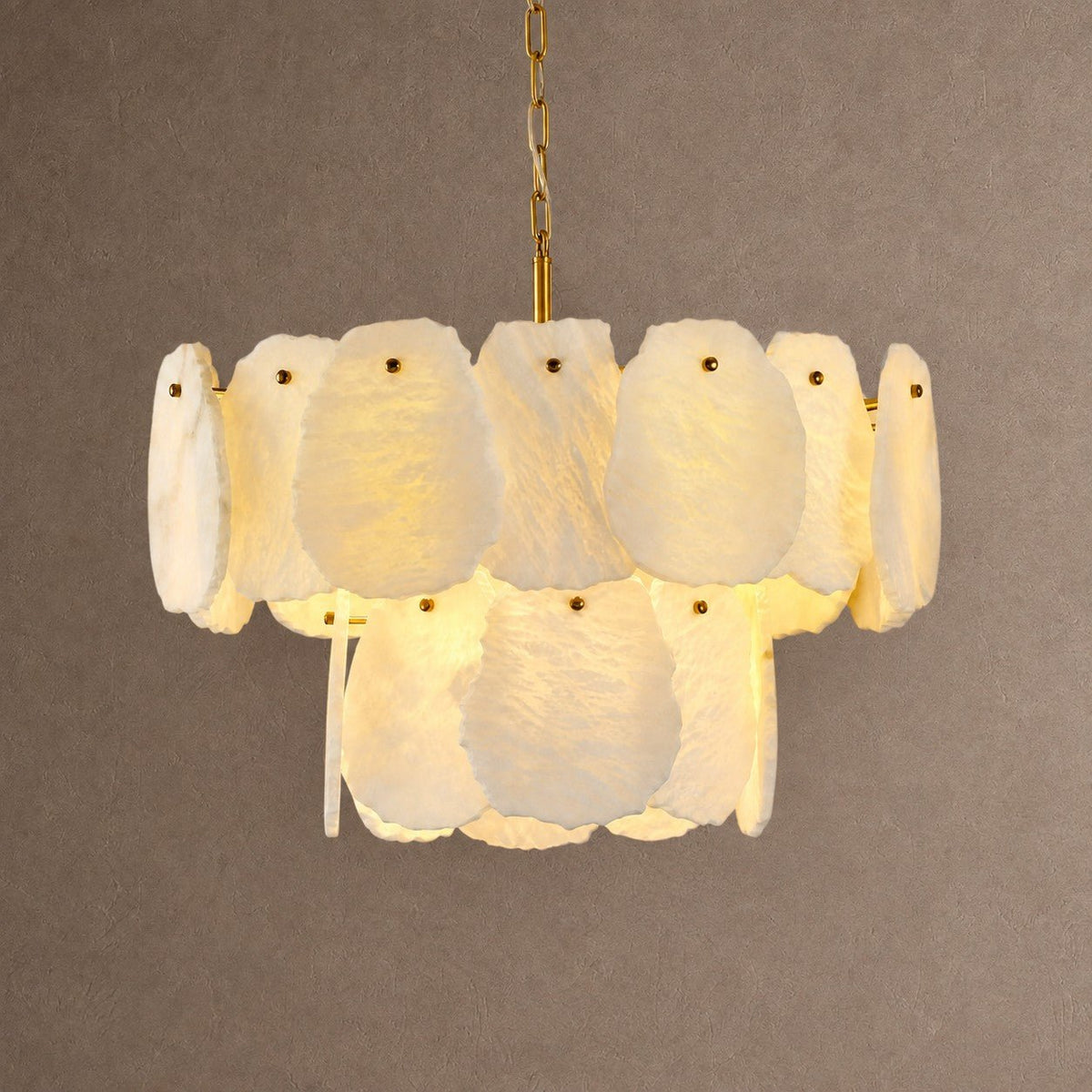 Alabaster Block Round Pendant D600 - Copper - Blushlighting