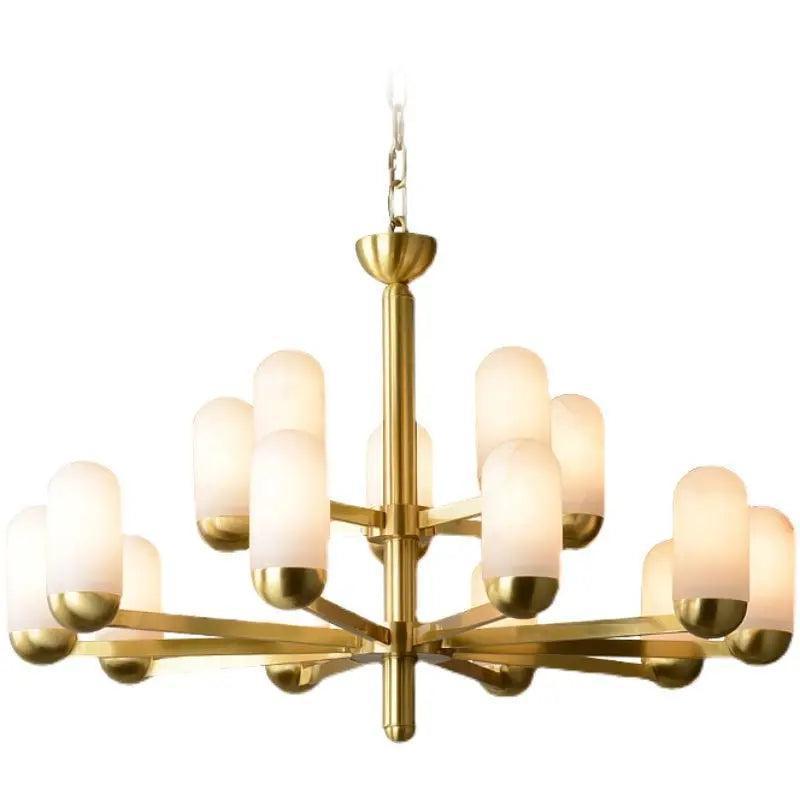 Alabaster Brass Chandelier Living Dining Lighting-Blushlighting