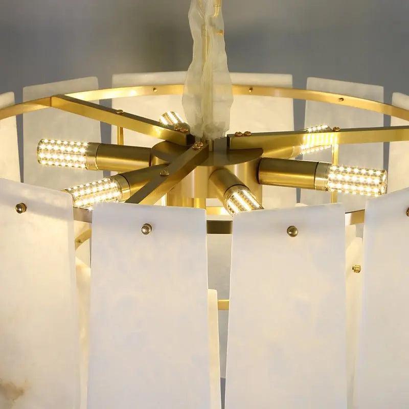 Alabaster Brass Multi-Layer Chandelier Lamp-Blushlighting
