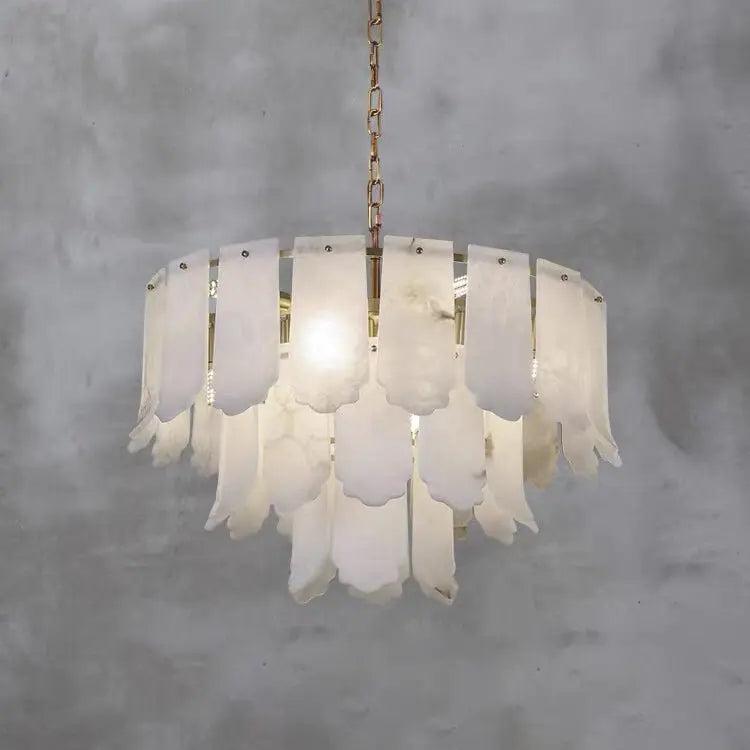 Alabaster Brass Multi-Layer Chandelier Lamp-Blushlighting