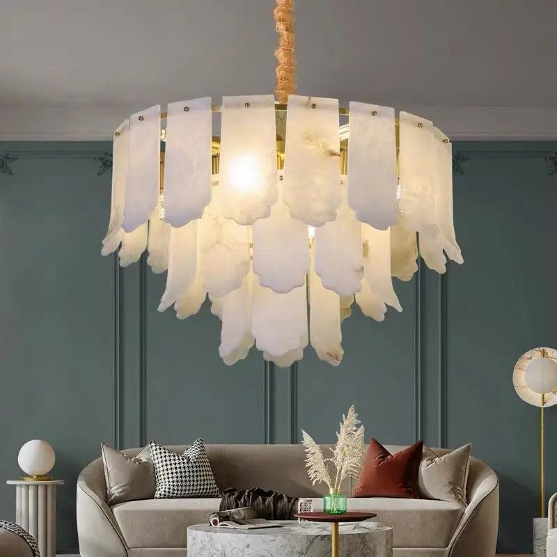 Alabaster Brass Multi - Layer Chandelier Lamp - 2 LayerBlushlighting