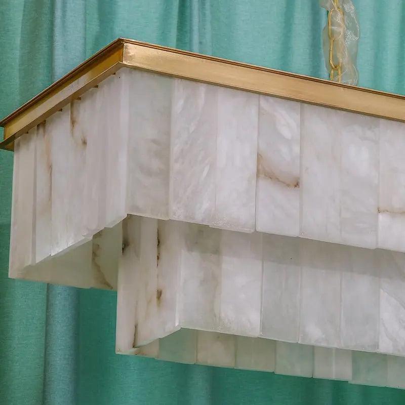 Alabaster Brass Rectangular Chandelier - Blushlighting