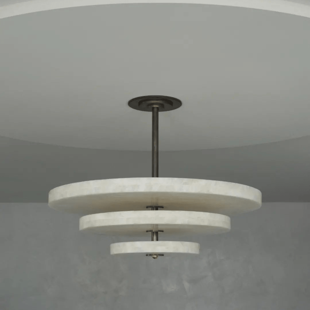 Alabaster Bronze & White LED Chandelier – Elegant 33‑Inch - Blushlighting
