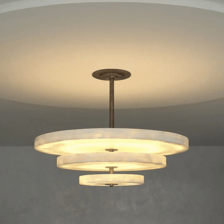 Alabaster Bronze & White LED Chandelier – Elegant 33‑Inch - Blushlighting