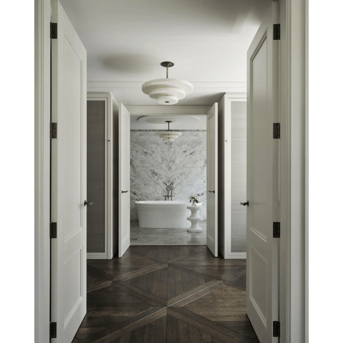 Alabaster Bronze & White LED Chandelier – Elegant 33‑Inch - Blushlighting