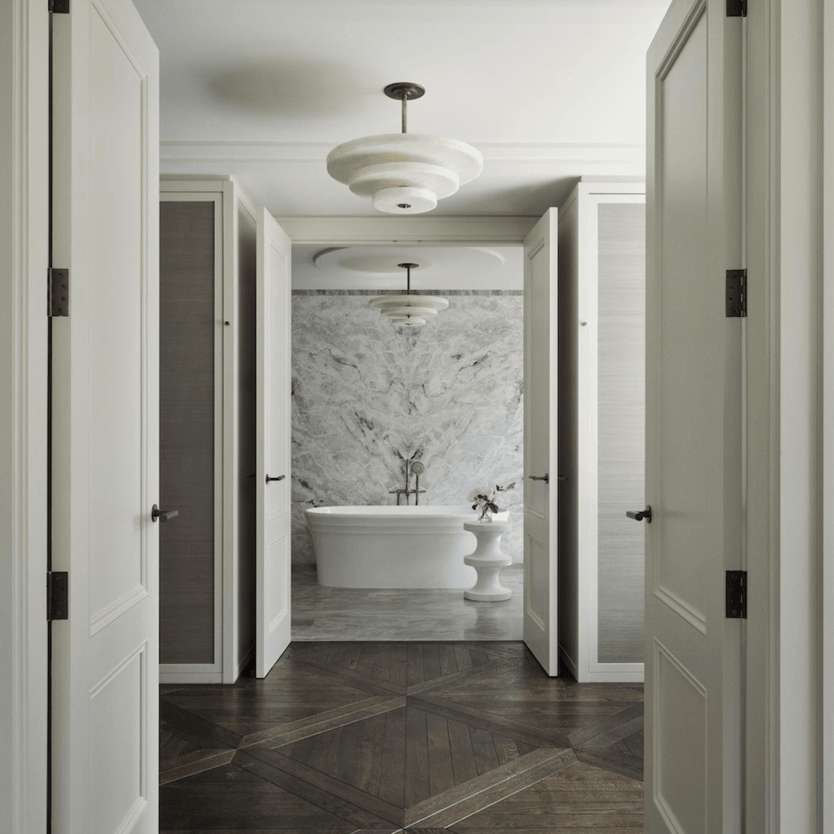 Alabaster Bronze & White LED Chandelier – Elegant 33‑Inch - Blushlighting