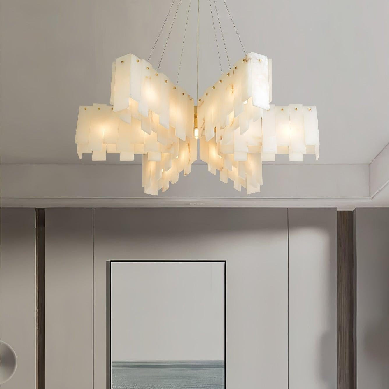 Alabaster Cascade Tiered Chandelier 27.6 - 27.6" x H 21.7" / Dia 57cm x H 150cmBrass & WhiteBlushlighting
