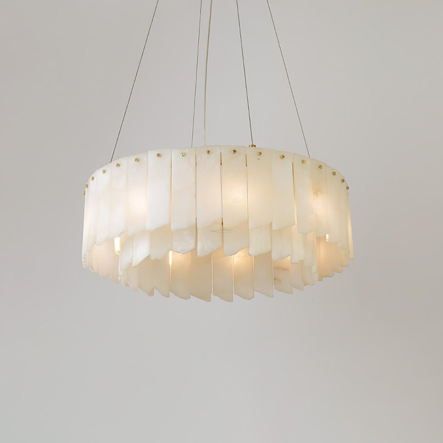 Alabaster Cascade Tiered Chandelier 27.6-27.6" x H 21.7" / Dia 57cm x H 150cm-Brass & White-Blushlighting