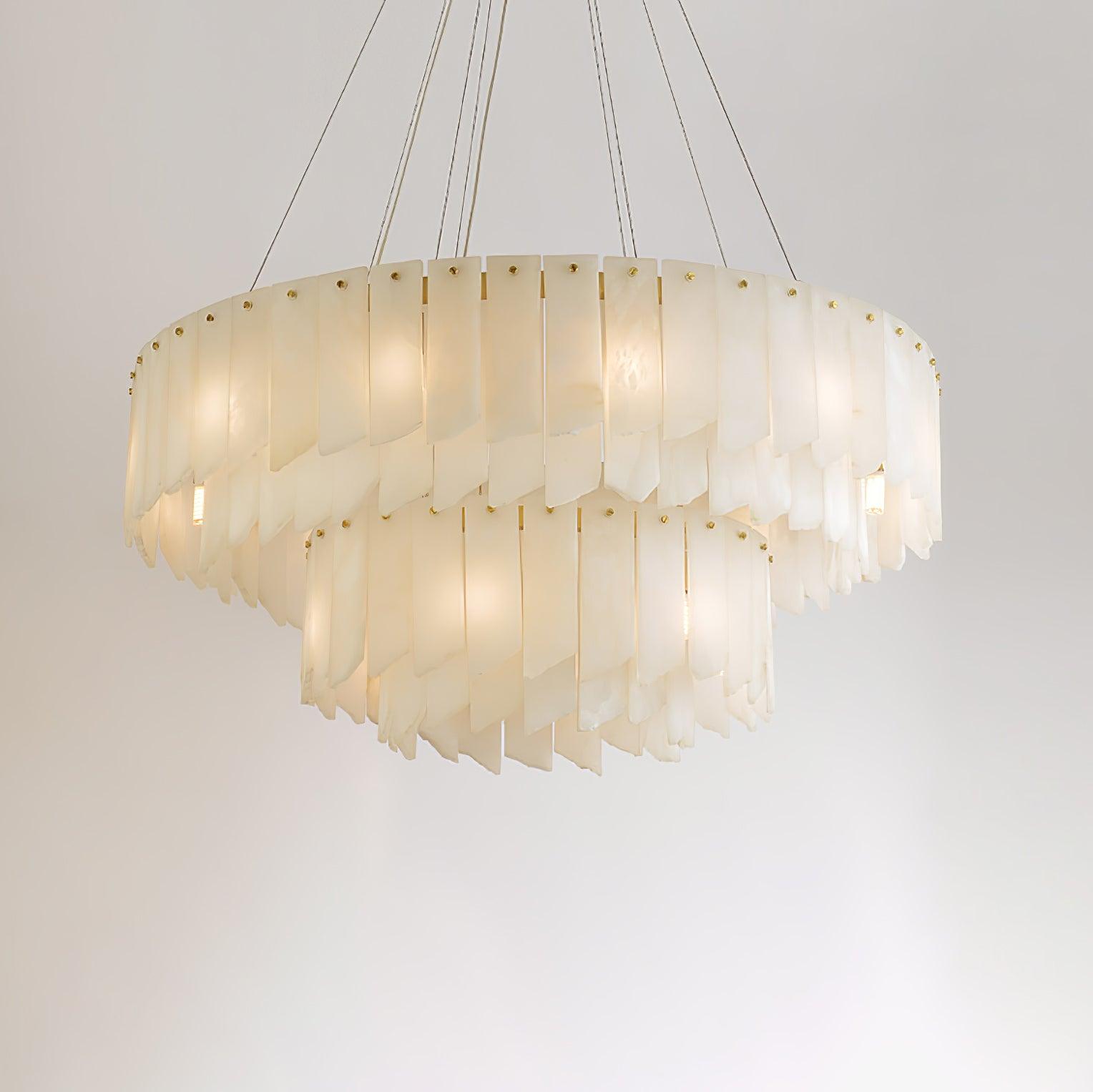 Alabaster Cascade Tiered Chandelier - ∅ 31.5″ x H 59″ / Dia 80cm x H 150cmBrass & WhiteBlushlighting