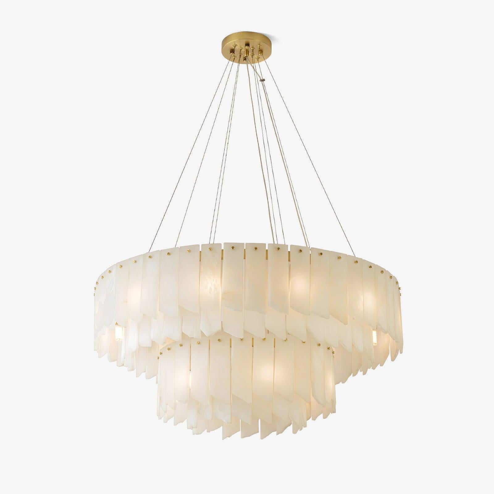 Alabaster Cascade Tiered Chandelier - ∅ 22.4″ x H 59″ / Dia 57cm x H 150cmBrass & WhiteBlushlighting