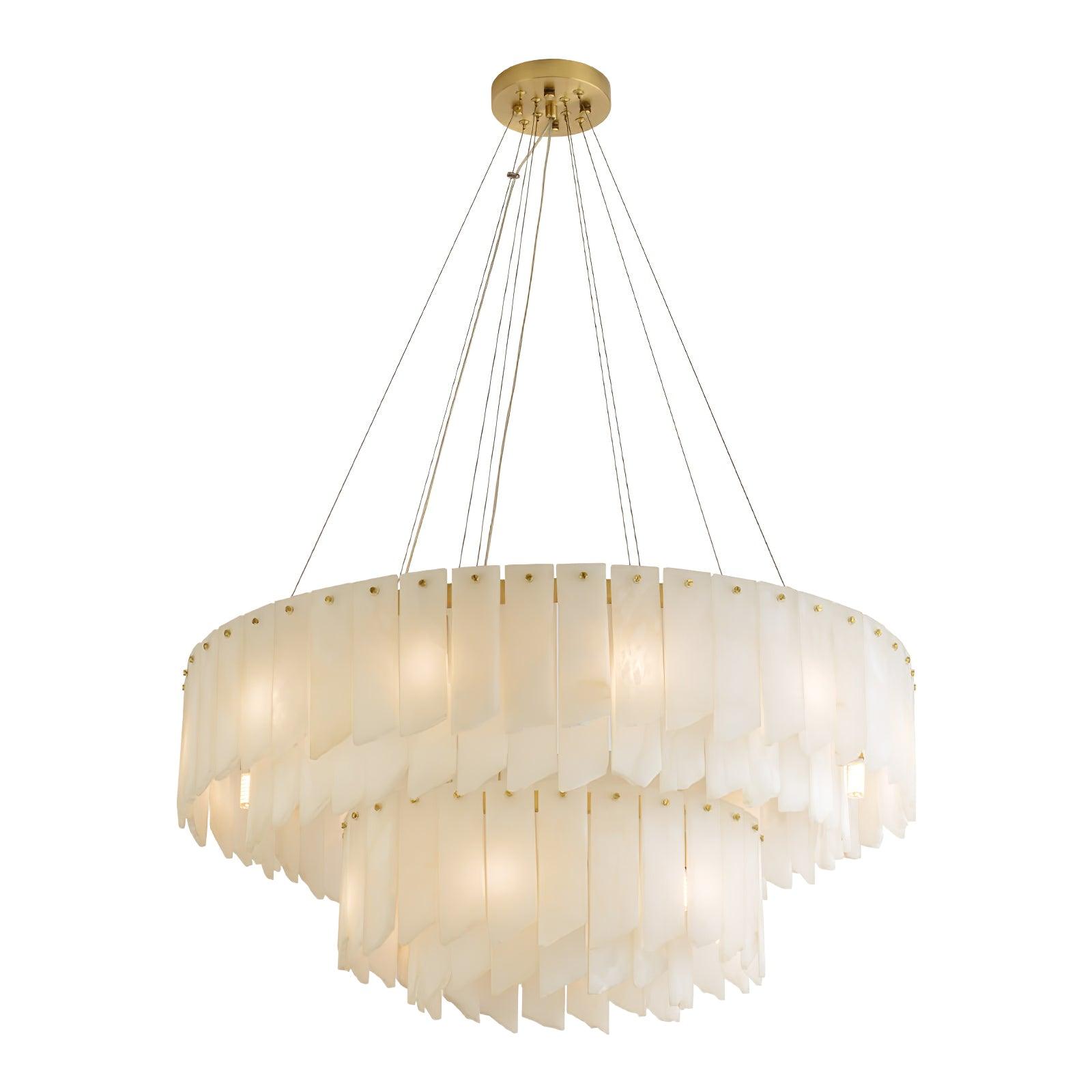 Alabaster Cascade Tiered Chandelier - ∅ 22.4″ x H 59″ / Dia 57cm x H 150cmBrass & WhiteBlushlighting