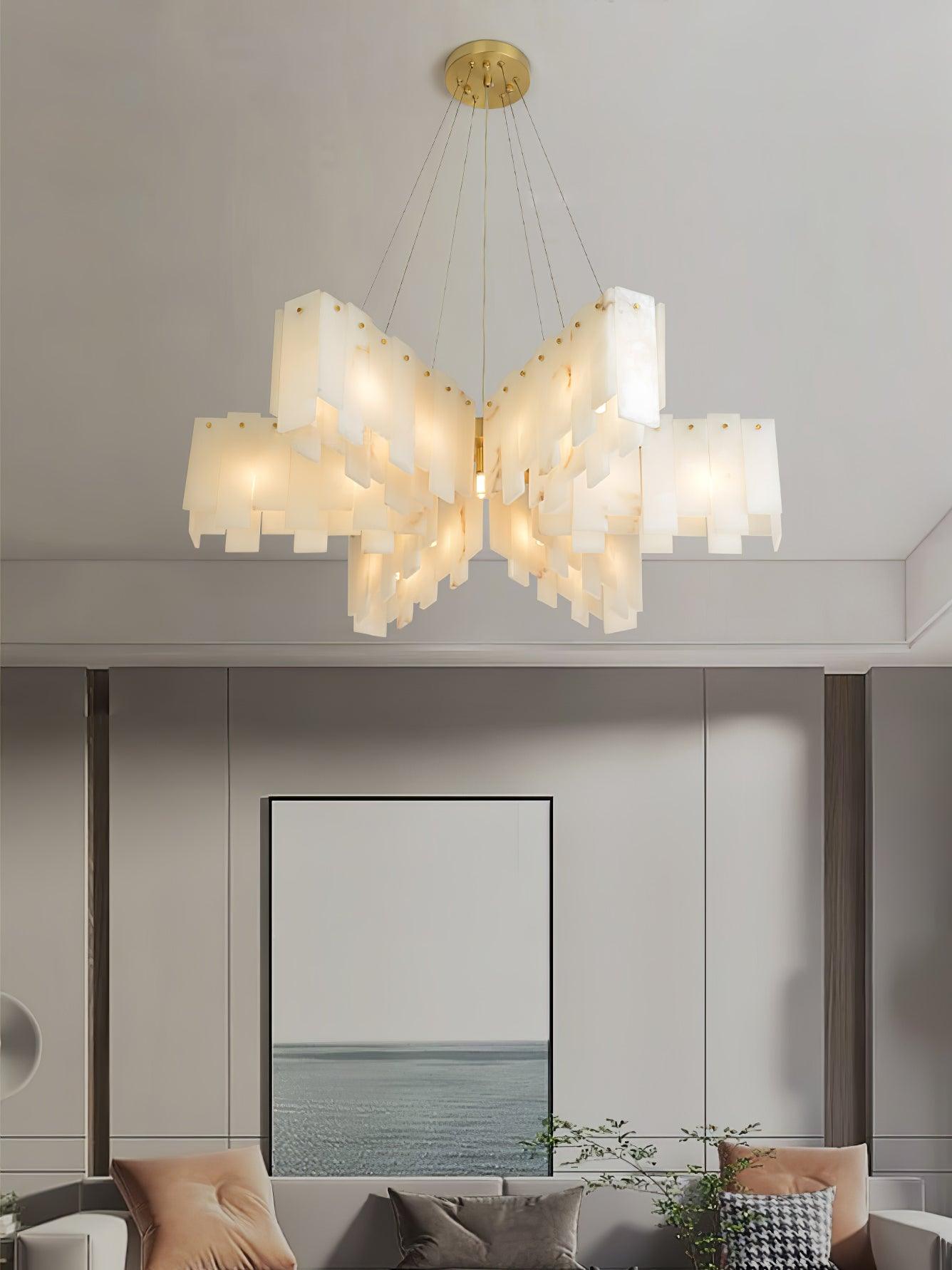 Alabaster Cascade Tiered Chandelier - ∅ 37.4″ x H 59″ / Dia 95cm x H 150cmBrass & WhiteBlushlighting